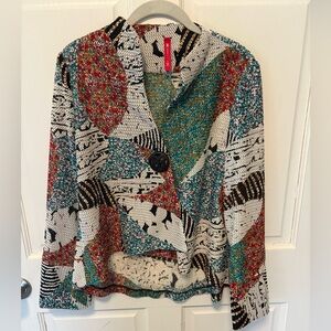 IC by Connie K textured asymmetrical geometric boho jacket blazer s small women